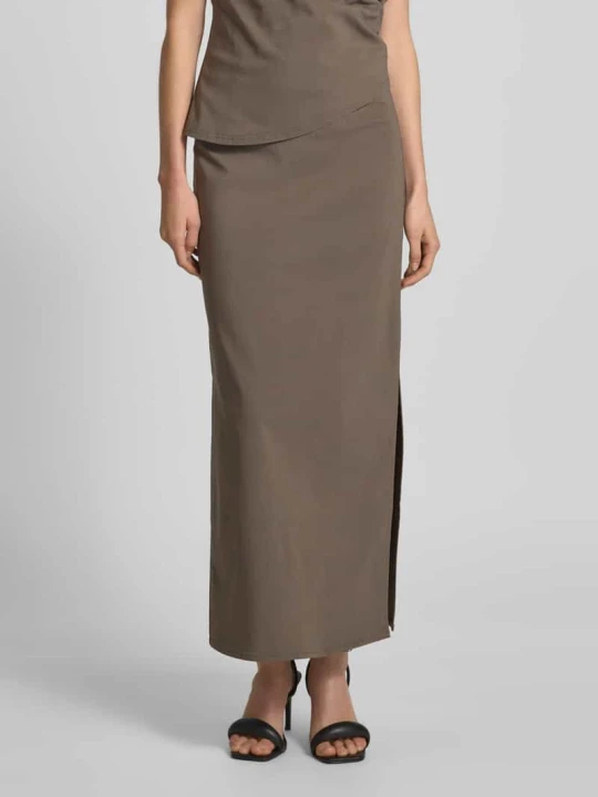 Zdjęcie produktu Długa spódnica zapinana na zamek błyskawiczny z tyłu model ‘Sora’ My Essential Wardrobe Ciemnobrązowy