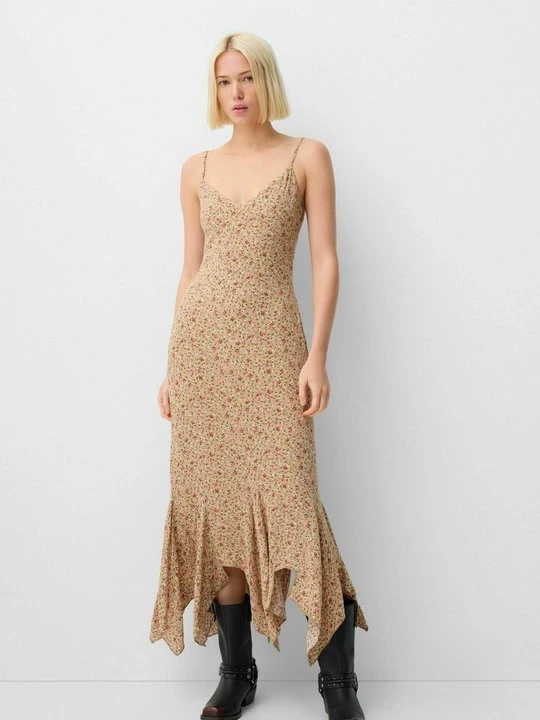 Zdjęcie produktu Długa sukienka Bershka khaki