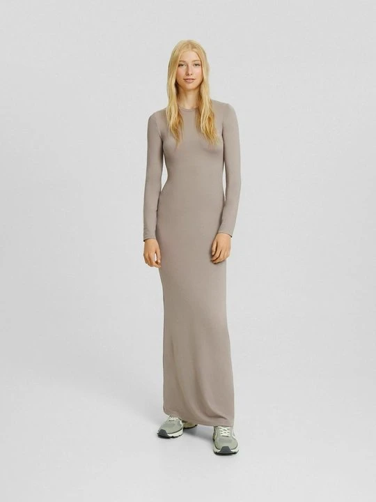 Zdjęcie produktu Długa sukienka Bershka piaskowy