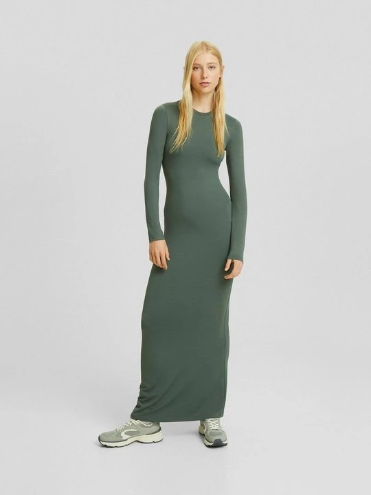 Zdjęcie produktu Długa sukienka Bershka khaki
