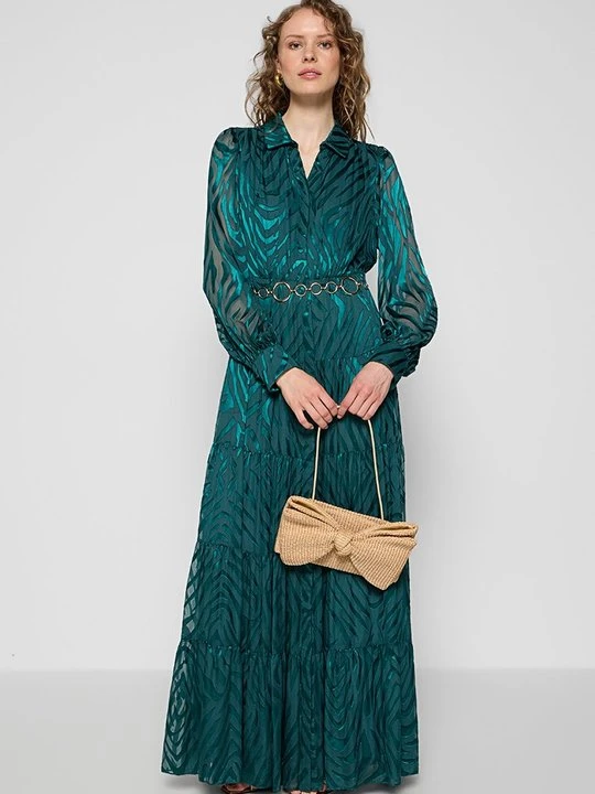 Zdjęcie produktu Długa sukienka Diane Von Furstenberg petrol