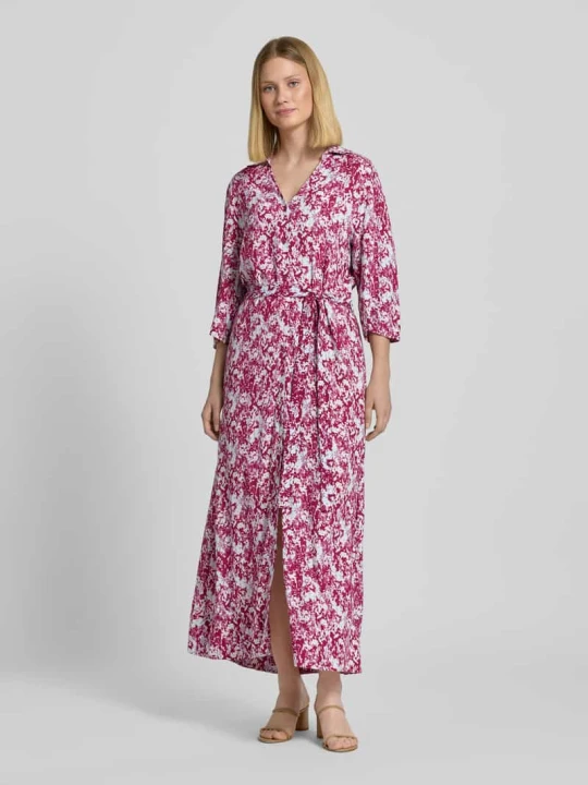 Zdjęcie produktu Długa sukienka mini z lejącej czystej wiskozy model ‘FLORA’ Selected Ciemnoczerwony
