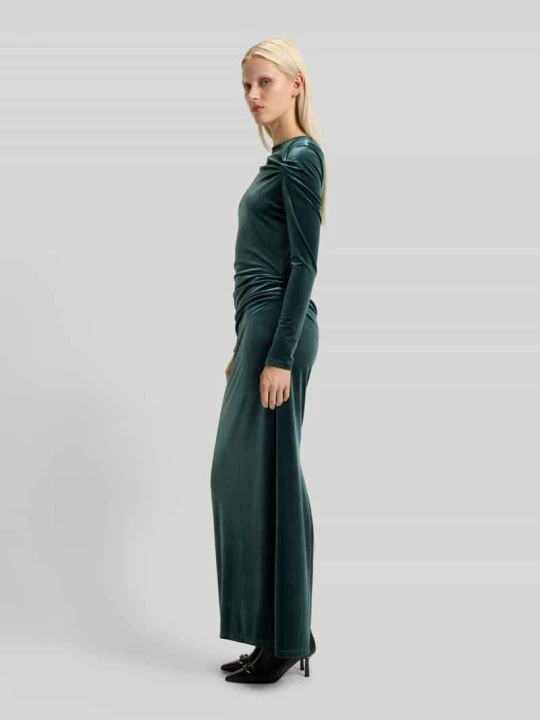 Zdjęcie produktu Długa sukienka o kroju slim fit z aksamitu model ‘NARTECO’ Hugo Ciemnozielony