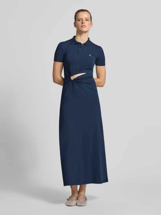 Zdjęcie produktu długa sukienka o kroju slim fit z kołnierzykiem polo Paco Rabanne Niebieski