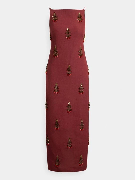 Zdjęcie produktu Długa sukienka Polo Ralph Lauren ciemnoczerwony