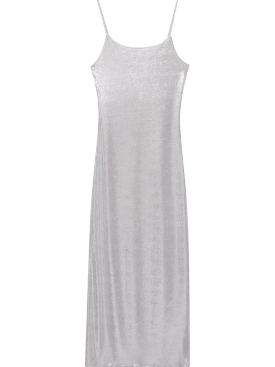 Zdjęcie produktu Długa sukienka PULL&BEAR srebrny