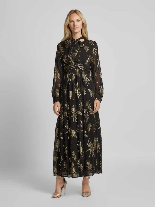 Zdjęcie produktu Długa sukienka taliowana z dekoltem w serek Scotch & Soda Czarny