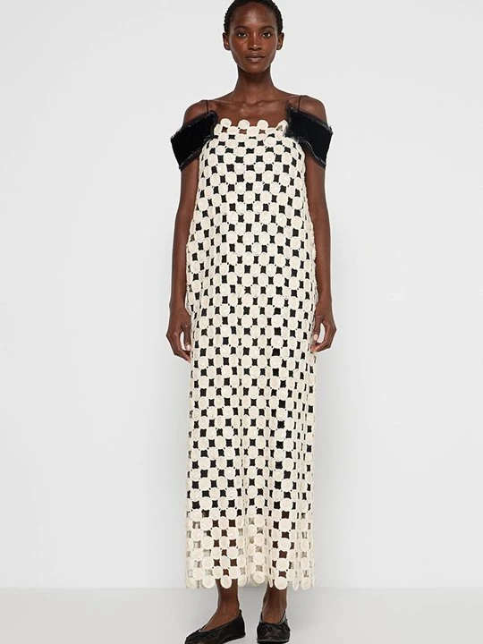 Zdjęcie produktu Długa sukienka Tory Burch mleczny