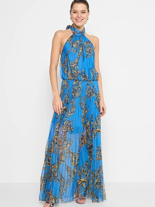Zdjęcie produktu Długa sukienka Versace Jeans Couture błękit królewski