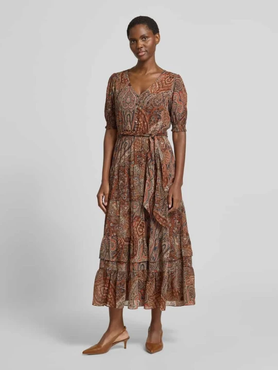 Zdjęcie produktu Długa sukienka z dekoltem w serek model ‘JEHONATHAN’ Lauren Ralph Lauren Écru