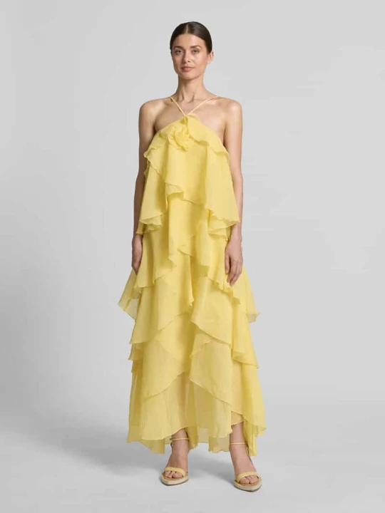 Zdjęcie produktu Długa sukienka z detalami w stylu falban 3d model 'DELILAH' Vero Moda Jasnożółty