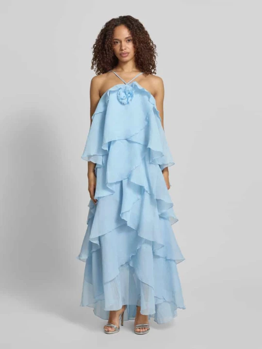 Zdjęcie produktu Długa sukienka z detalami w stylu falban 3d model 'DELILAH' Vero Moda Jasnoniebieski