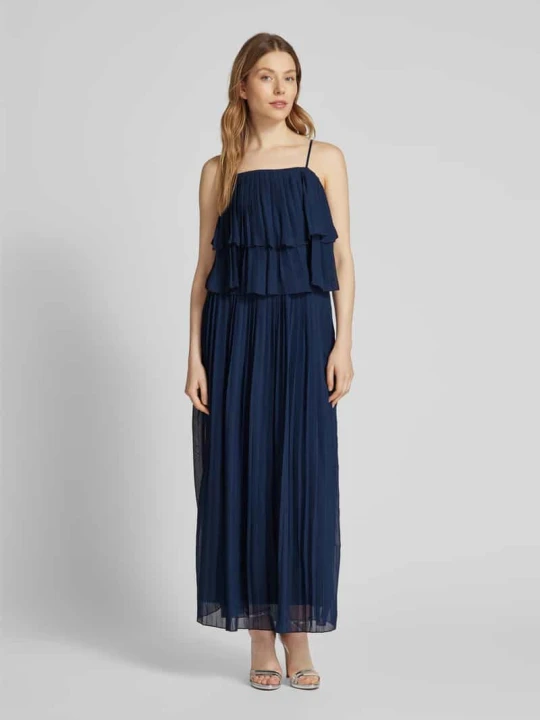 Zdjęcie produktu Długa sukienka z falbanami model ‘CHIFFON’ Vila Granatowy