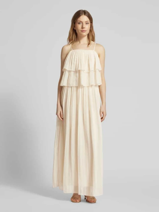 Zdjęcie produktu Długa sukienka z falbanami model ‘CHIFFON’ Vila Złamany biały