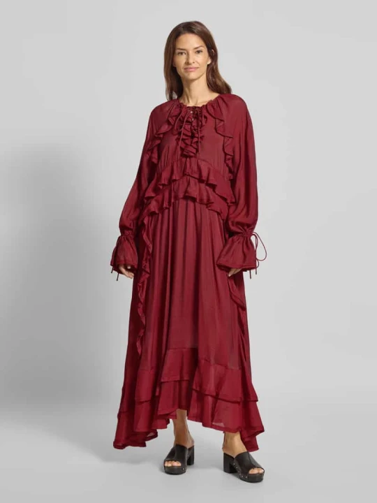 Zdjęcie produktu Długa sukienka z falbanami model ‘NORMA’ CPH MUSE Ciemnoczerwony
