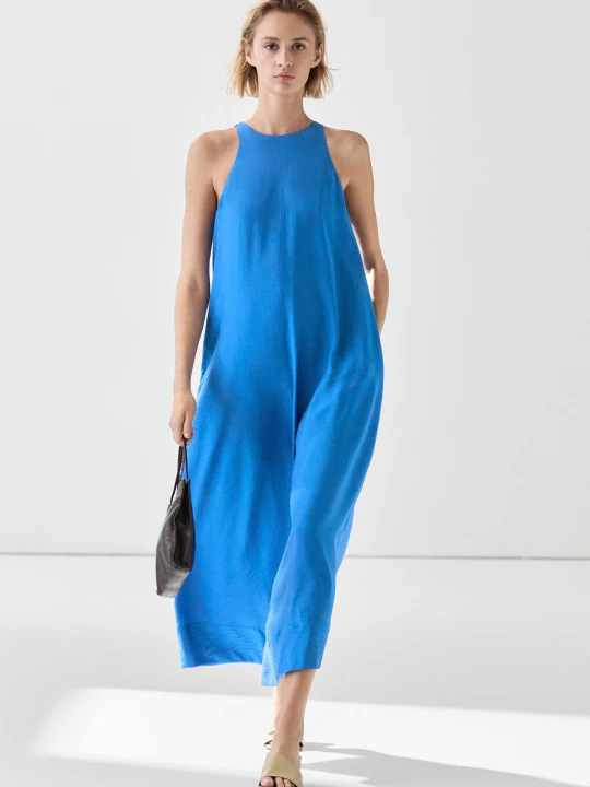 Zdjęcie produktu Długa Zwiewna Sukienka Z Dekoltem Halter - Niebieski - Massimo Dutti - Female
