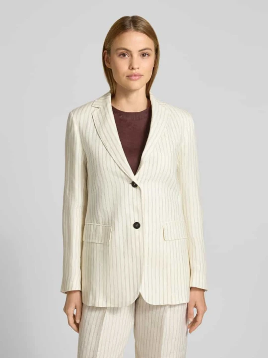 Zdjęcie produktu Długi blezer o kroju regular fit z czystego lnu model 'ELOGIO' Max Mara Złamany biały