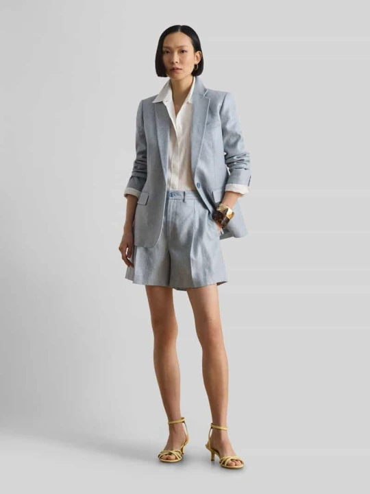 Zdjęcie produktu Długi blezer o kroju regular fit z mieszanki lnu i bawełny Lauren Ralph Lauren Jasnoniebieski