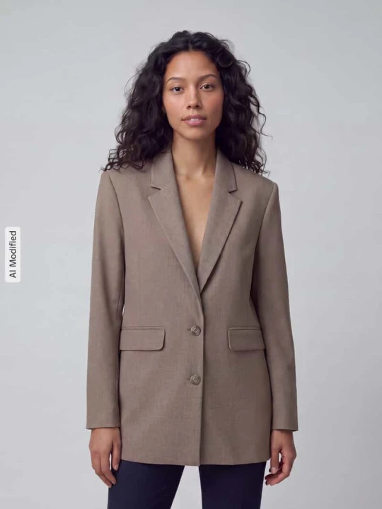 Zdjęcie produktu Długi blezer o kroju relaxed fit z dodatkiem wiskozy model 'RITA' Selected Camel