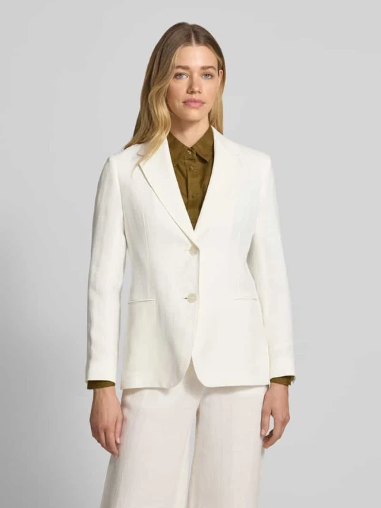 Zdjęcie produktu Długi blezer z czystego lnu, krój regular fit, model 'BELLO' Max Mara Złamany biały