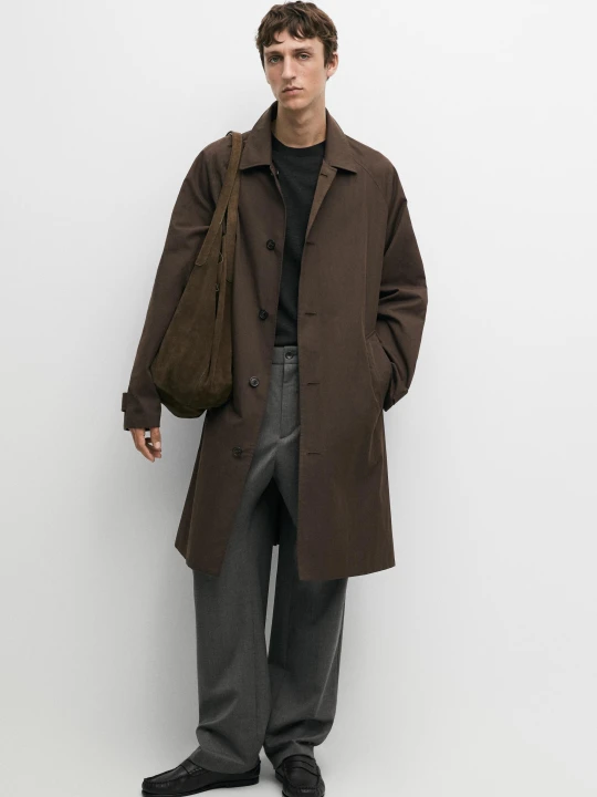 Zdjęcie produktu Długi Dwustronny Trencz - Czekoladowy - Massimo Dutti - Male