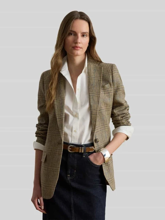 Zdjęcie produktu Długi longblazer o kroju regular fit z czystego lnu Lauren Ralph Lauren Beżowy
