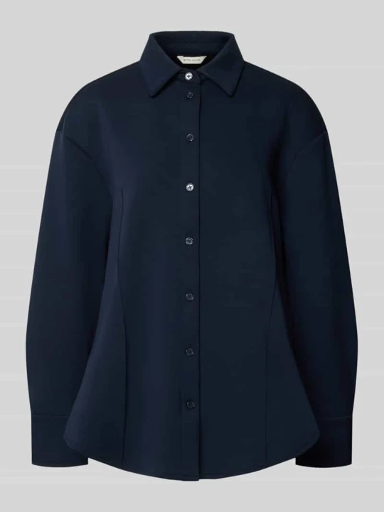 Zdjęcie produktu Długi longblazer o kroju regular fit z mieszanki wiskozy Tom Tailor Granatowy