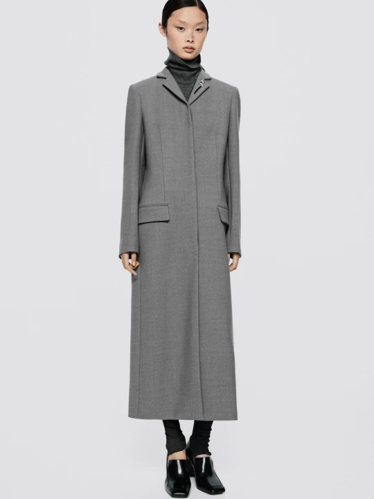 Zdjęcie produktu Długi Płaszcz Z Mieszanki Wełny – Limited Edition - Szary - Massimo Dutti - Female