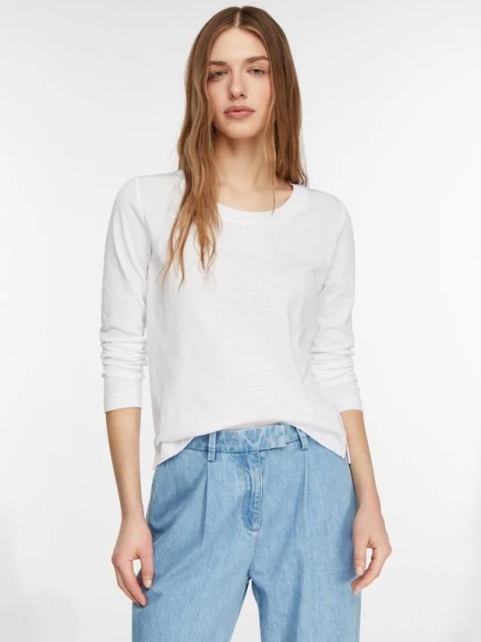 Zdjęcie produktu Longsleeve o fakturze przędzy płomienistej comma biały