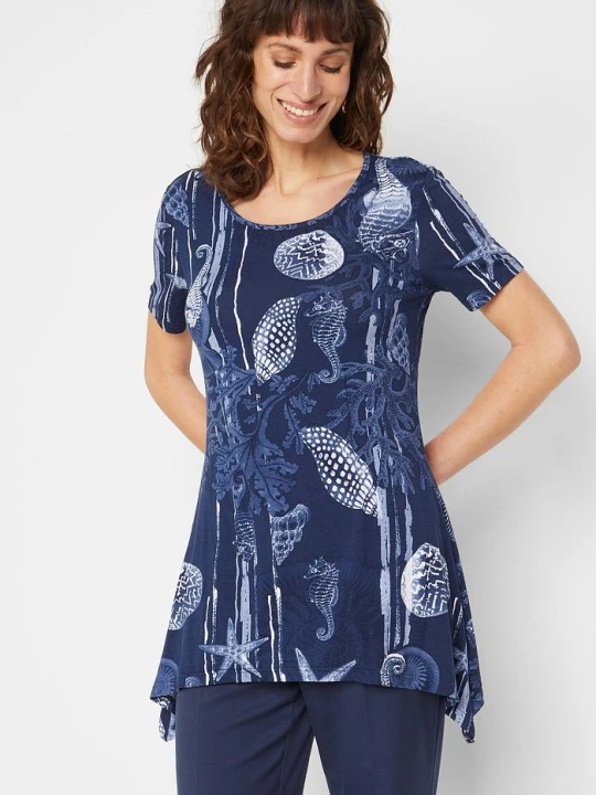 Zdjęcie produktu Długi shirt z miękkiego materiału z wiskozą BonPrix niebieski