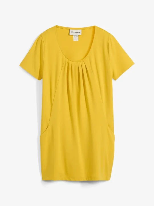 Zdjęcie produktu Długi shirt z wiskozą BonPrix żółty