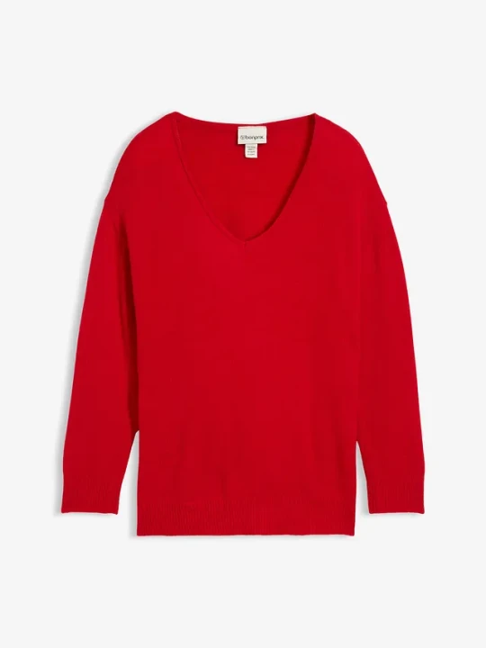 Zdjęcie produktu Długi sweter oversize z rozcięciami po bokach BonPrix czerwony