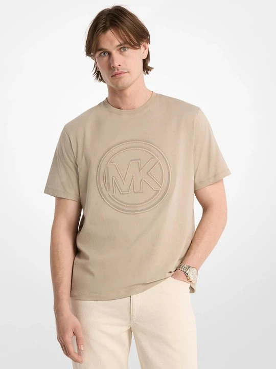 Zdjęcie produktu Długi T-shirt z bawełnianego dżerseju z ozdobnym logo Michael Kors