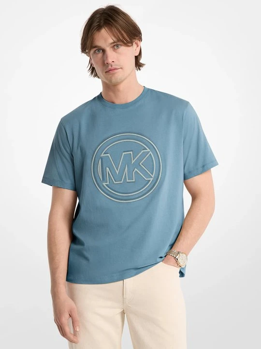 Zdjęcie produktu Długi T-shirt z bawełnianego dżerseju z ozdobnym logo Michael Kors
