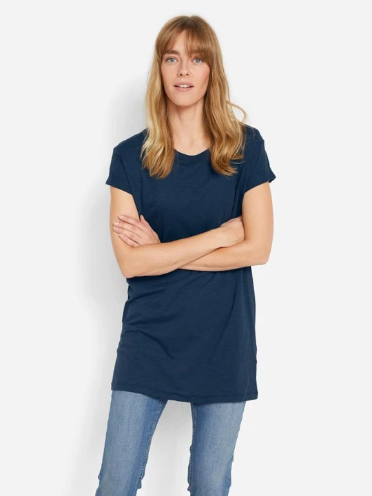 Zdjęcie produktu Długi T-shirt z czystej bawełny BonPrix niebieski