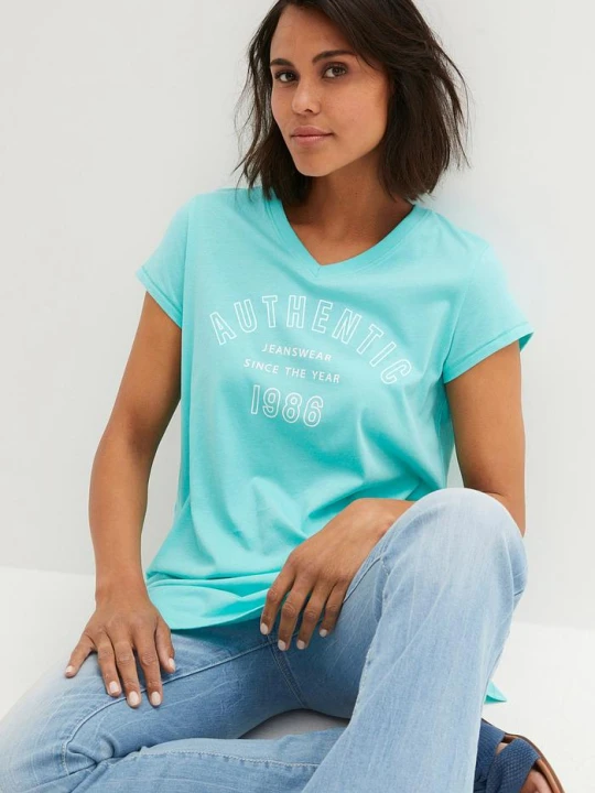 Zdjęcie produktu Długi T-shirt z czystej bawełny organicznej BonPrix zielony