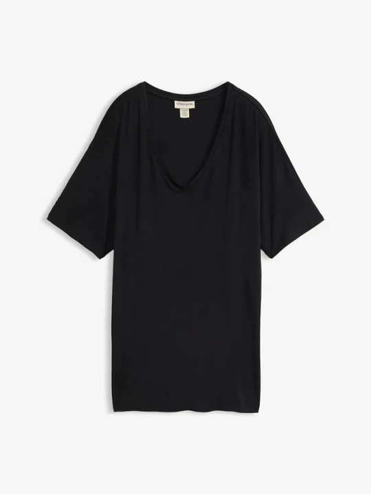 Zdjęcie produktu Długi T-shirt z mieszanki wiskozy BonPrix czarny