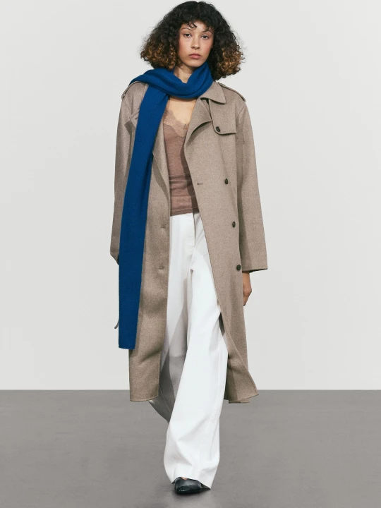 Zdjęcie produktu Długi Trencz Wełniany - Szary - Massimo Dutti - Female