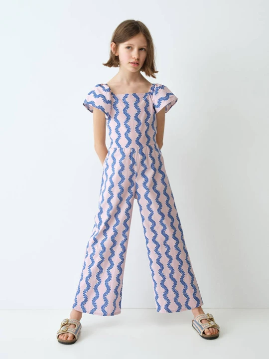 Zdjęcie produktu Długi wzorzysty kombinezon różowy - Dzieci - MANGO KIDS