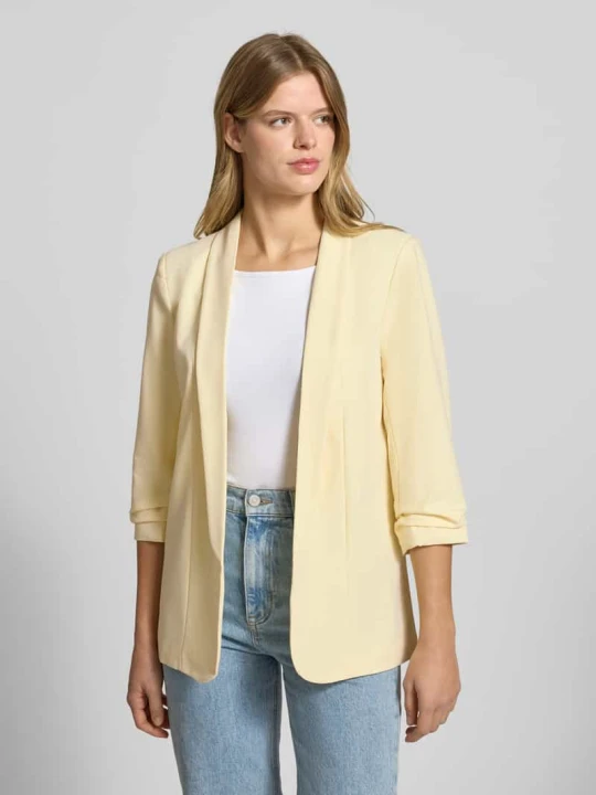 Zdjęcie produktu Długi żakiet o kroju regular fit z dodatkiem wiskozy Model 'BOSELLA' Pieces Jasnożółty