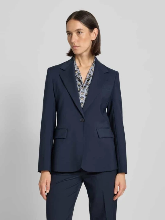 Zdjęcie produktu Długi żakiet o kroju shaped fit z czystej żywej wełny model ‘LAMINE’ Weekend Max Mara Granatowy