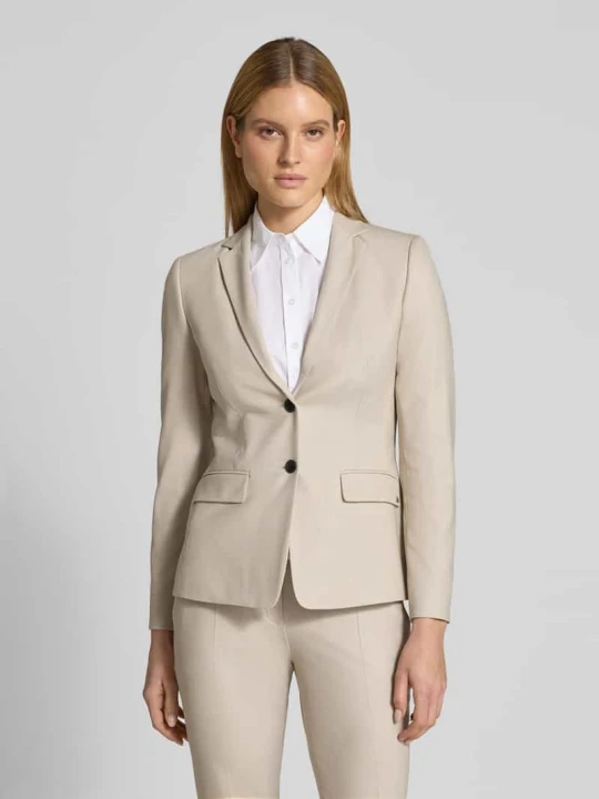 Zdjęcie produktu Długi żakiet o kroju slim fit z dodatkiem wiskozy Model 'ADALAS' Hugo Piaskowy