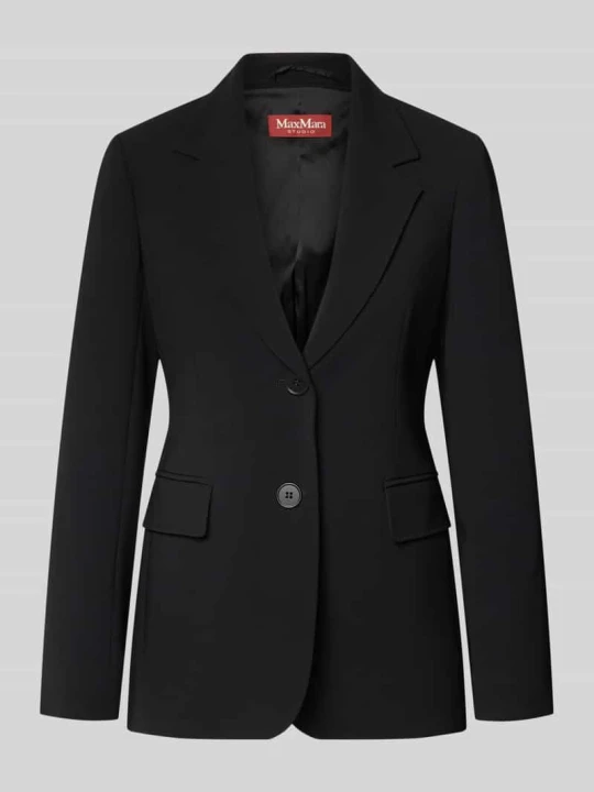 Zdjęcie produktu Długi żakiet o kroju slim fit z kołnierzem z połami model 'LINZ' Max Mara Czarny