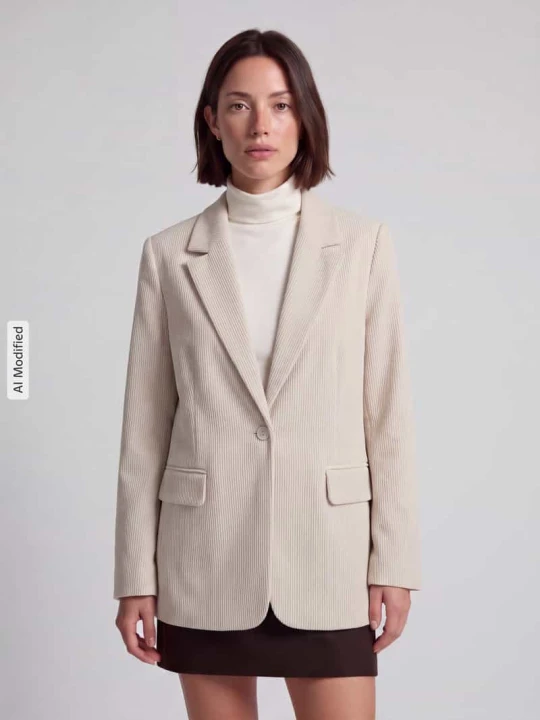 Zdjęcie produktu Długi żakiet o luźnym kroju z kołnierzem z połami wznoszącymi się model 'NORA' Vero Moda Beżowy