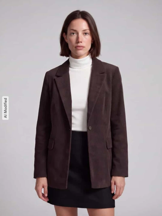 Zdjęcie produktu Długi żakiet o luźnym kroju z kołnierzem z połami wznoszącymi się model 'NORA' Vero Moda Czekoladowy