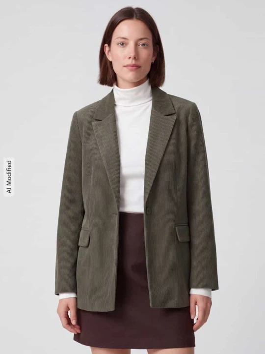 Zdjęcie produktu Długi żakiet o luźnym kroju z kołnierzem z połami wznoszącymi się model 'NORA' Vero Moda Oliwkowy