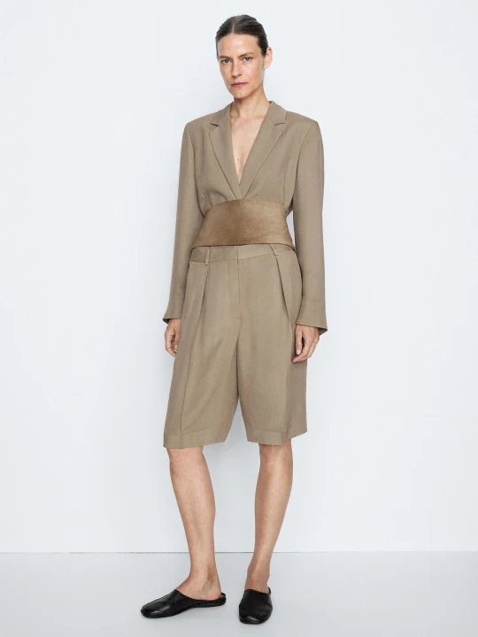 Zdjęcie produktu Długie Bermudy Z Zakładkami - Studio - Popielaty - Massimo Dutti - Female