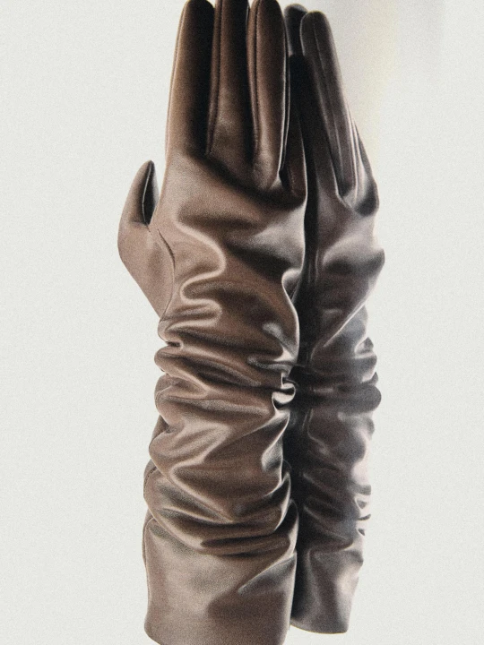 Zdjęcie produktu Długie Rękawiczki Skóra Nappa - Limited Edition - Beżowy - Massimo Dutti - Female