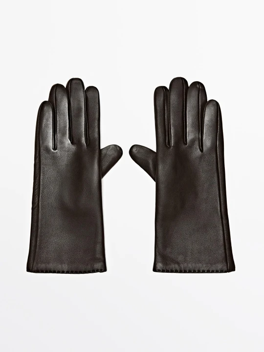 Zdjęcie produktu Długie Rękawiczki Ze Skóry Nappa - Brązowy - Massimo Dutti - Female