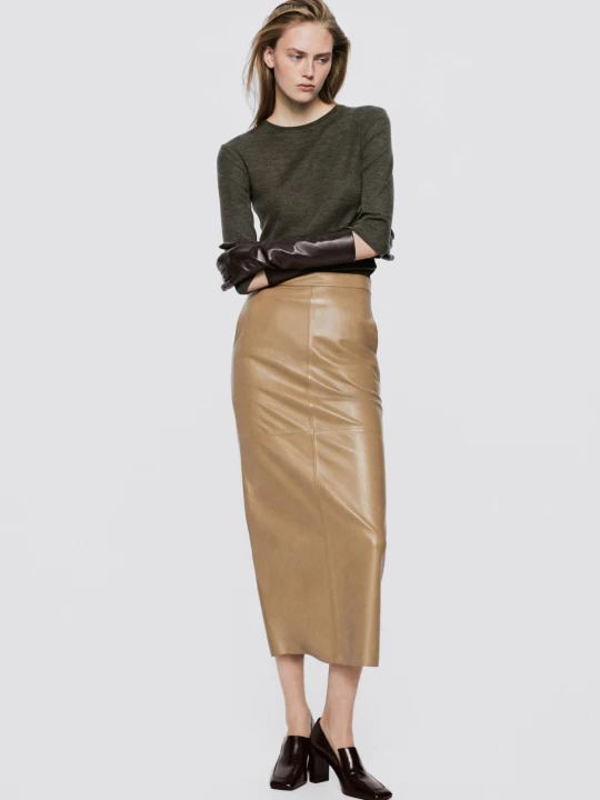 Zdjęcie produktu Długie Rękawiczki Ze Skóry Nappa – Edycja Limitowana - Brązowy - Massimo Dutti - Female